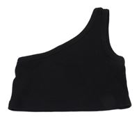 Čierny rebrovaný crop top Shein