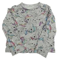 Sivá crop mikina s jednorožcami H&M