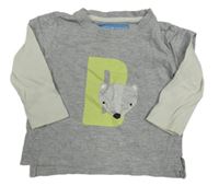 Sivé tričko s jezevcem a bielymi rukávy