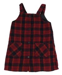 Červeno-tmavomodré kockované vlnené šaty F&F