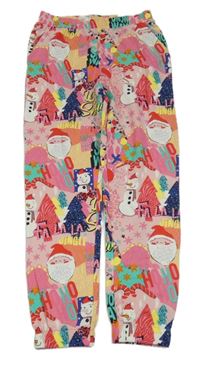 Růžovo-barevné tepláky se Santou a nápisy Next