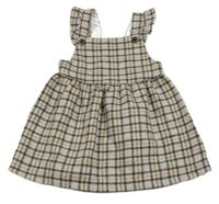 Béžovo-čierno-ružové kockované vlnené šaty F&F