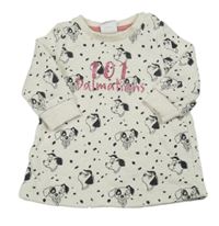 Světlebéžové puntíkaté teplákové šaty s dalmatiny Disney