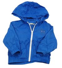 Modrá šusťáková větrovka s tygrem a kapucí 