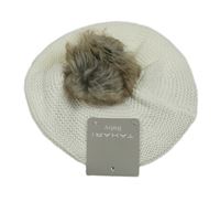 Smetanový pletený baret s bambulí Tahari