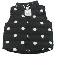 Nová - černo-bílá puntíkatá prošívaná šusťáková zateplená vesta h&t