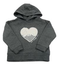 Tmavosivá mikina so srdcem a kapucňou Primark