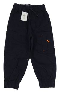 Nové - tmavomodré cuff plátěné kalhoty PRIMARK