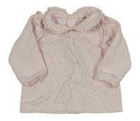 Svetloružová mikina s kamienkami a golierikom