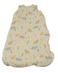 Světlebéžový bavlněný zateplený spací pytel so zvířaty s listami George