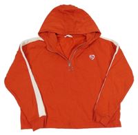 Červená crop mikina so srdiečkom a kapucňou M&S