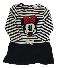 Čierno-biele bavlnené šaty s Minnie a pruhmi Orchestra