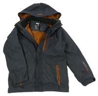 Tmavomodro-šedá melírovaná šusťáková lyžařská bunda s kapucí Nanok