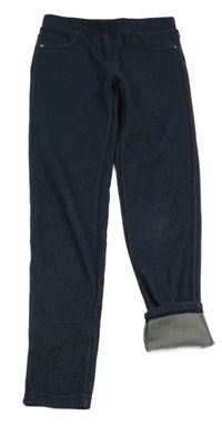 Tmavomodré zateplené tregíny riflového vzhledu Yigga