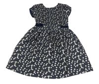 Tmavomodré balonové šaty s kytičkami Sergent Major