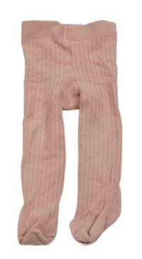 Růžové žebrované punčocháče Next