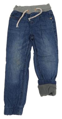 Modré zateplené cuff rifle s úpletovým pasem 