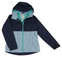 Tmavomodro-modrá šusťáková funkční jarní bunda s kapucí Quechua