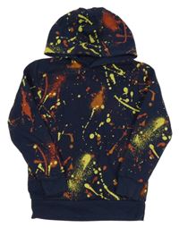 Tmavomodro-žltá vzorovaná mikina s kapucňou Dunnes