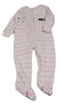 Nové - Svetloružový chlpatý overal so srdiečkami Dunnes