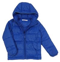 Modrá prošívaná šusťáková zateplená bunda s kapucí Monoprix