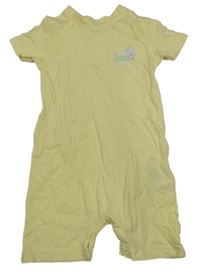 Žltý kraťasový overal s nápisom Ergee