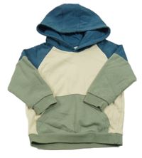 Modro-béžovo-khaki mikina s kapucňou Matalan