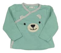 Světlemodro-šedé zavinovací mikinotriko s medvedíkom Pocopiano