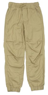 Béžové cuff jogger waist plátenné nohavice H&M