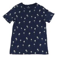 Tmavomodré tričko s palmami H&M