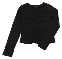Černé crop triko s nařasením New Look