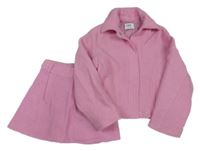 2set - Růžový vlněný kabátek + sukně Zara