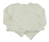 Biely crop sveter s kvietkami Hummlsheim