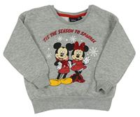 Sivá mikina s Mickeym a Minnie zn. Primark + Disney