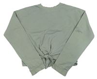 Khaki crop mikina H&M