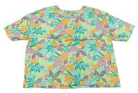 Světlezelené crop tričko s květy Primark