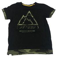 Černo-khaki tričko s horami Primark