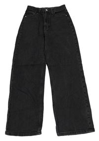 Tmavošedé wide leg high waist rifle H&M