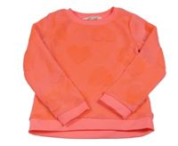 Neónově ružová chlpatá mikina so srdiečkami H&M