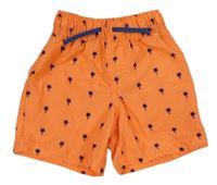 Oranžové plážové kraťasy s palmami Primark 