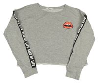 Sivá crop mikina s nápismi zn. H&M