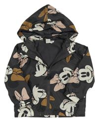 Tmavošedá šusťáková jarní bunda s Minnií a kapucí H&M