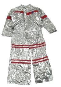 Kostým - Stříbrná kombinéza s pruhy - kosmonaut 