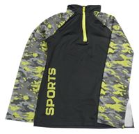 Čierno-sivo-limetková športová mikina s nápisom zn.