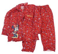 Červené kvietkovane flanelové pyžama s Minnie Disney + George