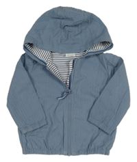 Modrošedá pruhovaná plátenná jarná bunda s kapucňou Next