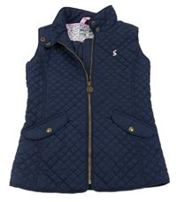 Tmavomodrá šušťáková prešívaná zateplená vesta Joules