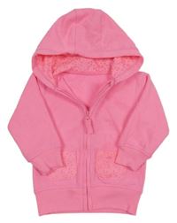 Neonově růžová propínací mikina s kapucí Nutmeg