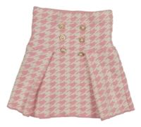 Bielo-ružová vzorovaná pletená sukňa s gombíky