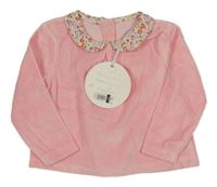 Nové - Svetloružová zamatová mikina s golierikom Leigh Tucker